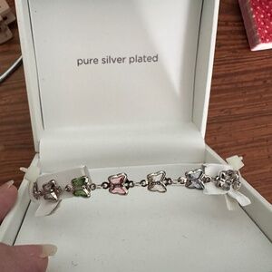 Delicate silver plated butterfly bracelet